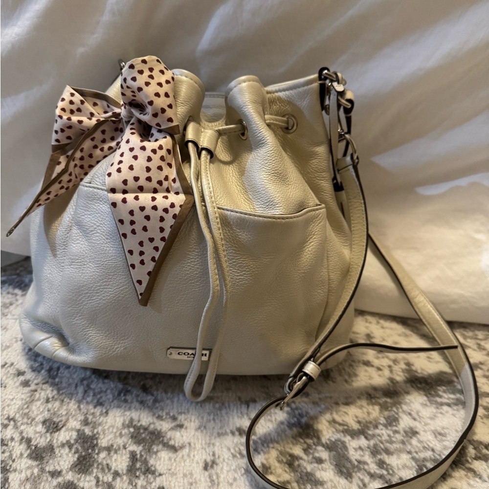 SOLD Authentic Coach drawstring bucket bag in soft pebbled leather